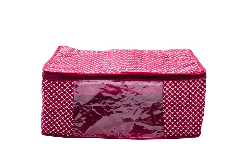 Ankit Traders Cotton Quilted Large Saree Cover Bag Wardrobe Organizer with Transparent Window Maroon Pack of 6 Size 41 33 19 CM - Image 4