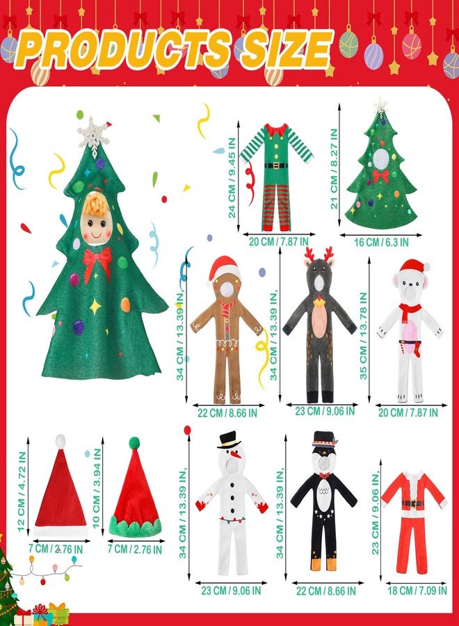 Silipull 8 Pcs Christmas Doll Clothes Bulk Christmas Doll Costume Set Xmas Tree Decor Snowman Snowflake Costume Accessories for Xmas Party Decoration(Classic Style) - Image 2