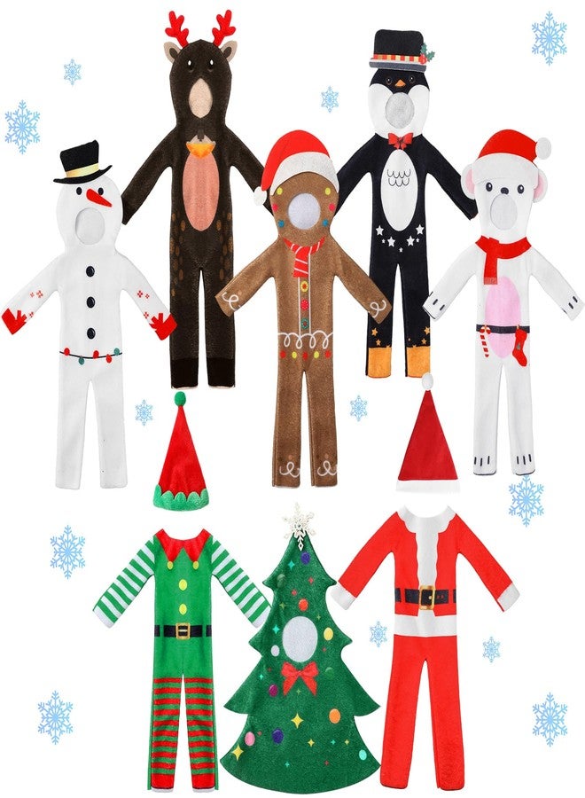Silipull 8 Pcs Christmas Doll Clothes Bulk Christmas Doll Costume Set Xmas Tree Decor Snowman Snowflake Costume Accessories for Xmas Party Decoration(Classic Style) - Image 1
