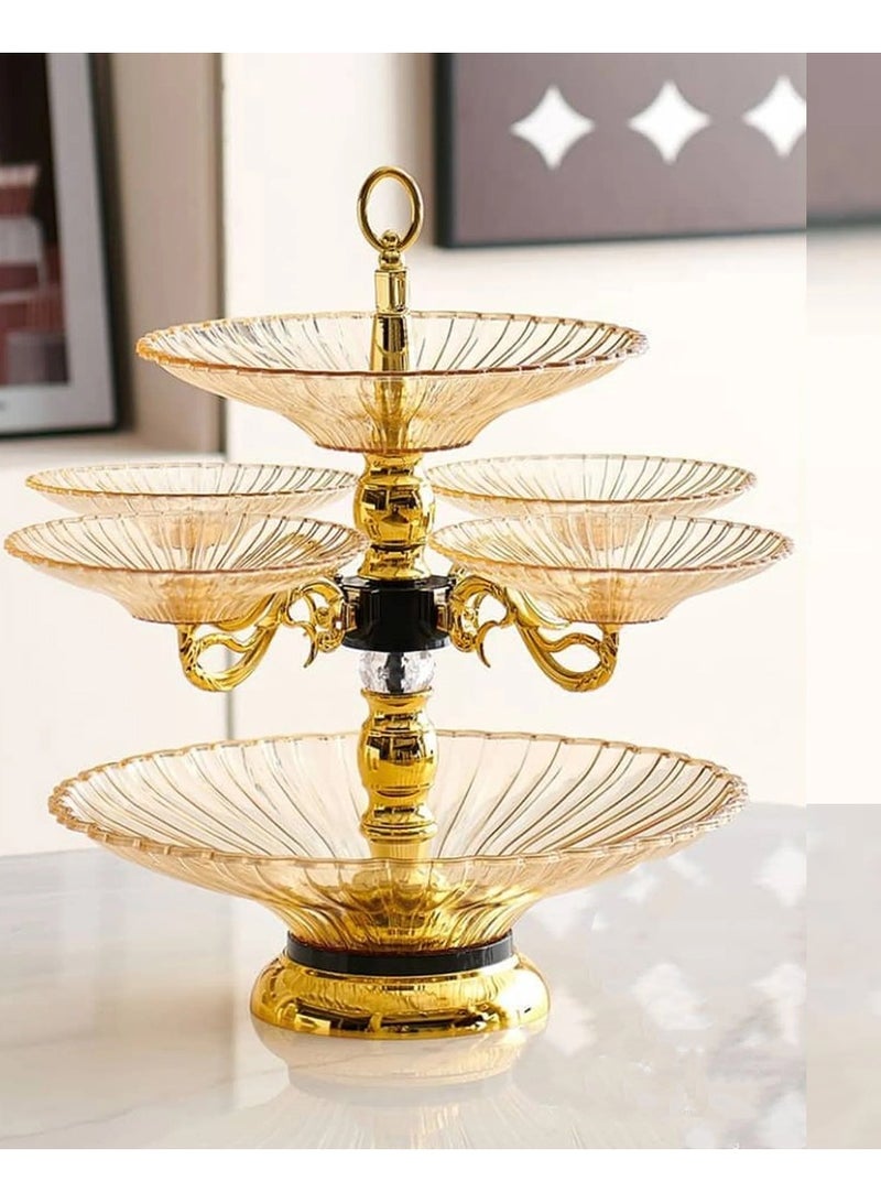 Luxury Crystal Glass Fruit Tray Double Layer Candy Dish Living Room Coffee Table Nuts Bowl Creative Snack Dried Fruit Plate - Image 4