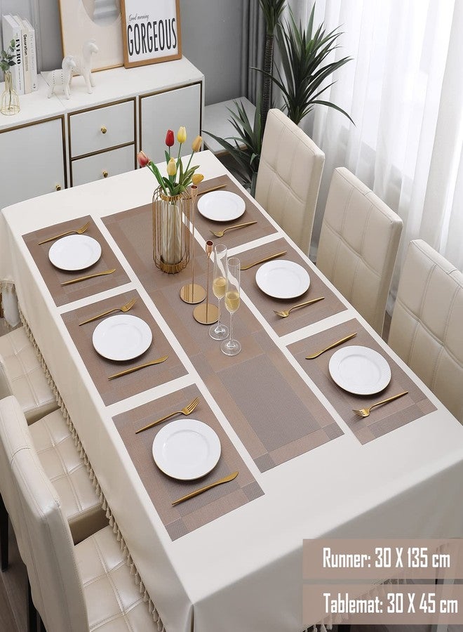 HOKIPO PVC Placemats with Table Runner for Dining Table 6 Seater (AR4232) - Image 5