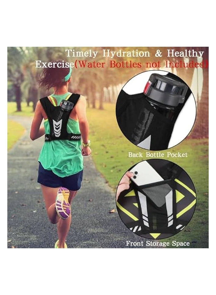 Green Tiger Running Hydration Vest, Lightweight Adjust Chest Straps Water Daypack with 1L Water Bottle Pocket, Breathable Reflective Insulation BackPacks for Women Men Outdoor Hiking Cycling Climbing Marathon - Image 2