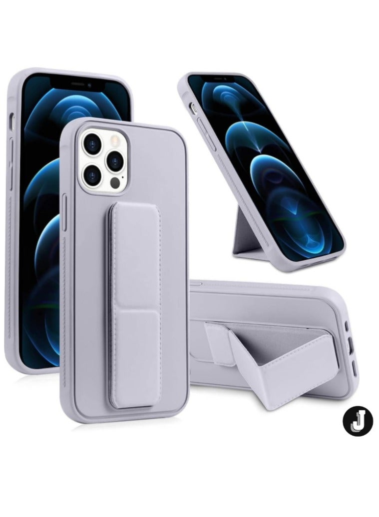 JAJEEK iPhone 16 Pro Titanium Gray Magnetic Car Mount Kickstand Case – Premium Silicone with Vertical & Horizontal Hand Strap and Multi-Stand Functionality - Image 1