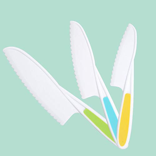 BaiJ Plastic Kid Kitchen Knife Set 3 Pack Child Safety Knives Childrens Safe Cooking Knives Nylon Knife in 3 Sizes for Bread Fruit Lettuce Salad BPAFree