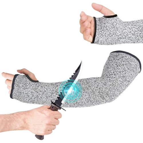 Serplex® 1PC Safety Arm Sleeve - 17.7'' Single Arm Safety Sleeve with Thumb Hole - Cut-resistant HPPE Arm Sleeve for Glass Crafts, Pet Grooming, Metalworking - Image 1