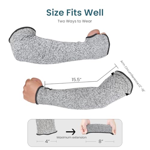 Serplex® 1PC Safety Arm Sleeve - 17.7'' Single Arm Safety Sleeve with Thumb Hole - Cut-resistant HPPE Arm Sleeve for Glass Crafts, Pet Grooming, Metalworking - Image 2