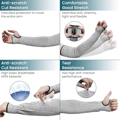Serplex® 1PC Safety Arm Sleeve - 17.7'' Single Arm Safety Sleeve with Thumb Hole - Cut-resistant HPPE Arm Sleeve for Glass Crafts, Pet Grooming, Metalworking - Image 3