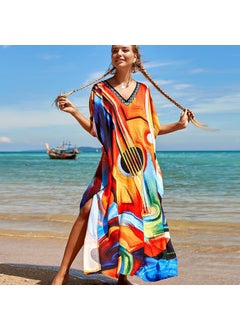 Wholesale Boho Cotton Print Beach Kimono DN0728-1 color guitar