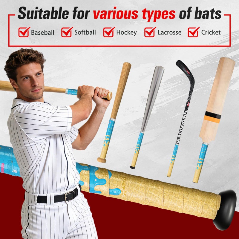 AKAIXI 2pcs Blue Ice Cream Drip Baseball Bat Grip Tapes, 0.5mm Precut Pro Feel Batting Wrap for Baseball Bat Non-Slip Sweat Absorbent for Player Coach Enthusiasts Game and Training - Image 5