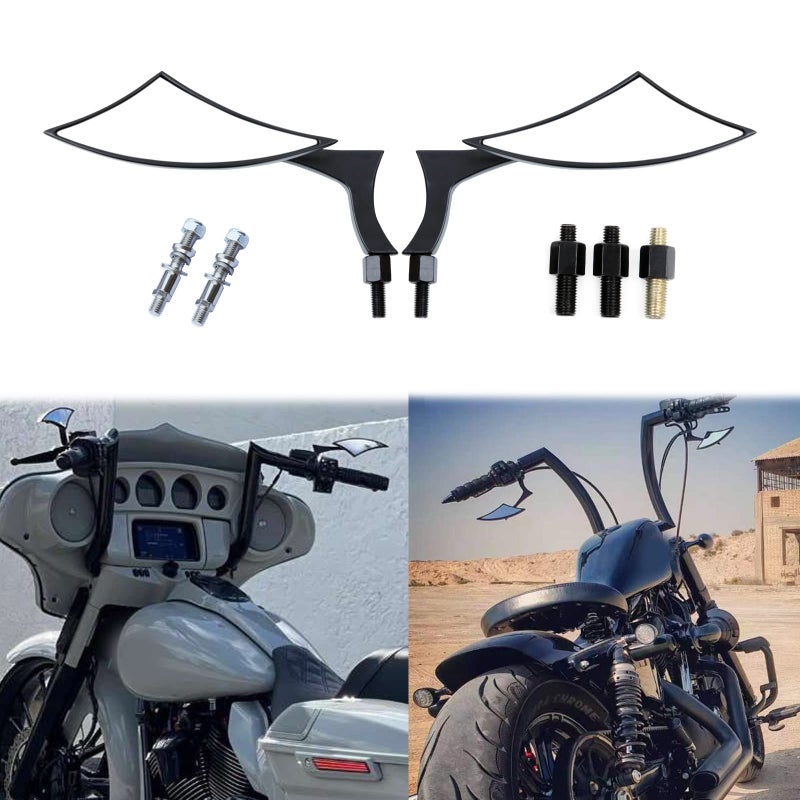 MISS MOLY 8mm 10mm Black Motorcycle Rearview Side Mirrors Blade Compatible with Harley Sportster Custom Iron 883 Road King Street Softail Electra Glide - Image 5