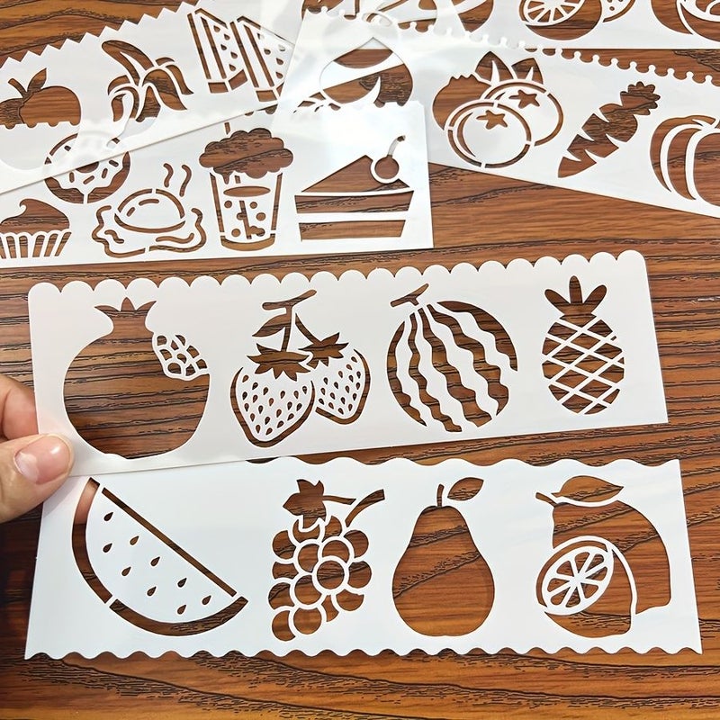 Reusable Plastic Fruit Vegetable Stencils 8pcs For Wall Art Decor YM-6723 - Image 3