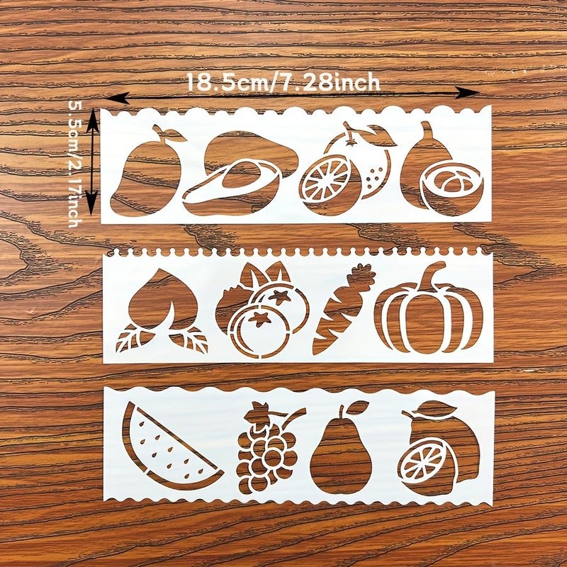 Reusable Plastic Fruit Vegetable Stencils 8pcs For Wall Art Decor YM-6723 - Image 2