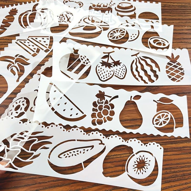 Reusable Plastic Fruit Vegetable Stencils 8pcs For Wall Art Decor YM-6723 - Image 5