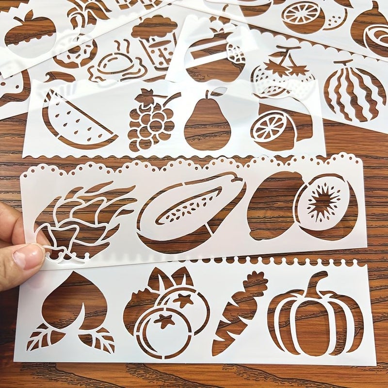 Reusable Plastic Fruit Vegetable Stencils 8pcs For Wall Art Decor YM-6723 - Image 4