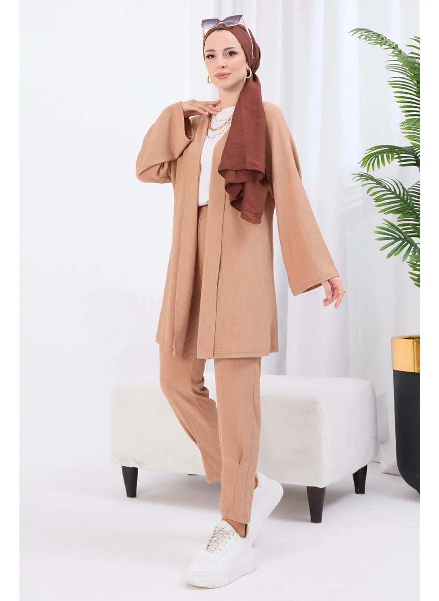 Tofisa 11432-MINK Crepe Cardigan Trousers