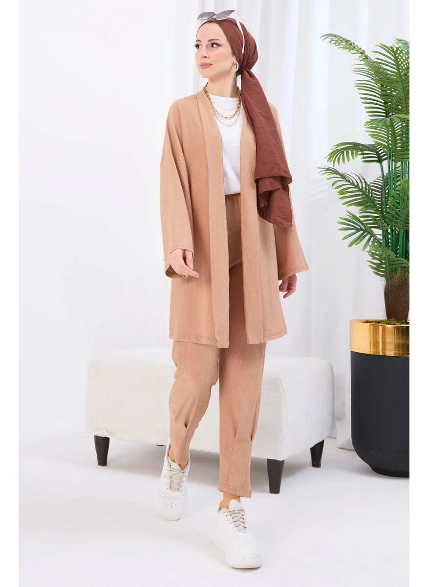 Tofisa 11432-MINK Crepe Cardigan Trousers