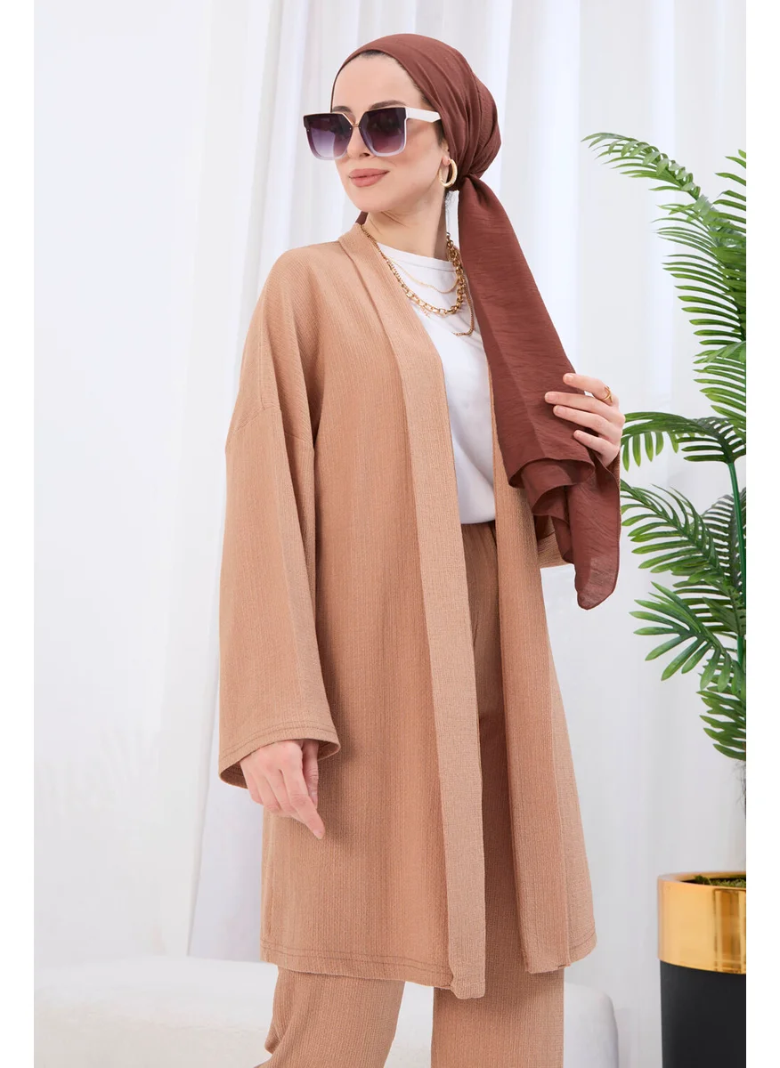 Tofisa 11432-MINK Crepe Cardigan Trousers