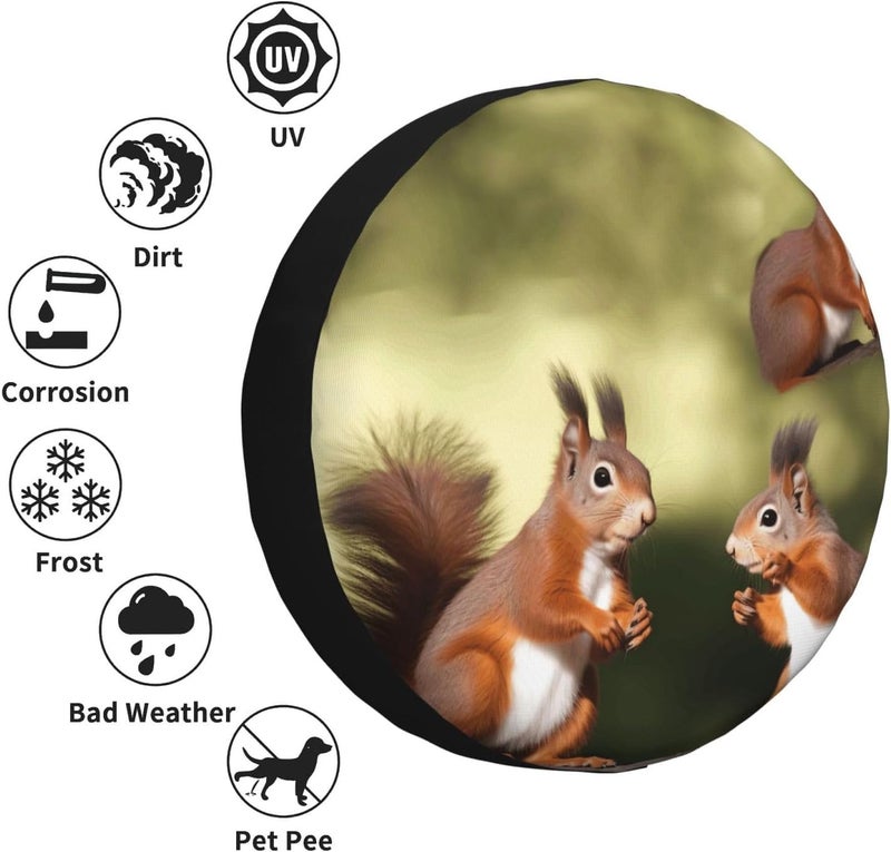 Cute Squirrels Spare Tire Cover Dust-Proof Trailer Tire Covers,Tough Tire Wheel Protector Weatherproof Wheel Covers Universal Fit for SUV Truck Rv Travel Trailers Accessories 15 inch - Image 3