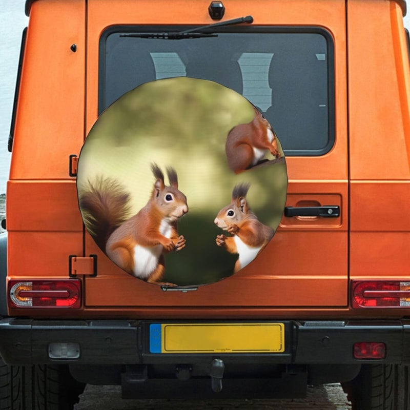 Cute Squirrels Spare Tire Cover Dust-Proof Trailer Tire Covers,Tough Tire Wheel Protector Weatherproof Wheel Covers Universal Fit for SUV Truck Rv Travel Trailers Accessories 15 inch - Image 1