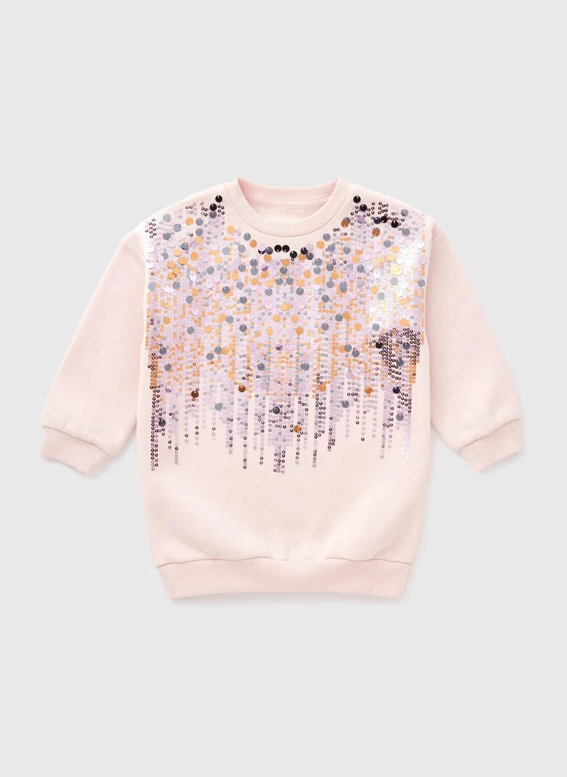 Matalan Girls Pink Sequin Sweatshirt Dress