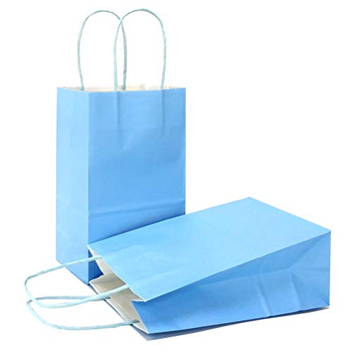 AZOWA Navy Blue Gift Bags Small Navy Kraft Paper Bags with Handles (5.9 x 3.1 x 8.2 in, 12 CT) - Image 1