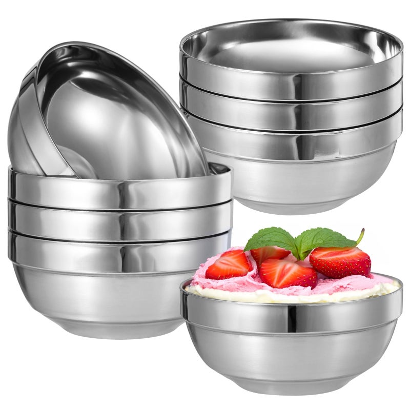 Double Wall Stainless Steel Bowls 24 Oz Heat And Cold Resistant Non Slip Serving Bowls - Image 2