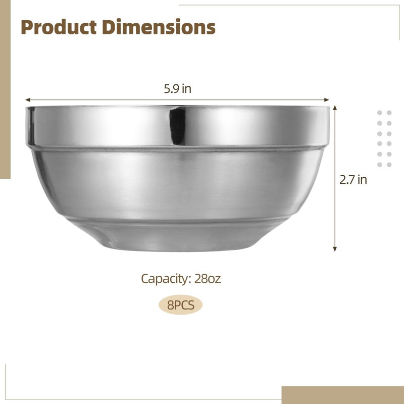 Double Wall Stainless Steel Bowls 24 Oz Heat And Cold Resistant Non Slip Serving Bowls - Image 4