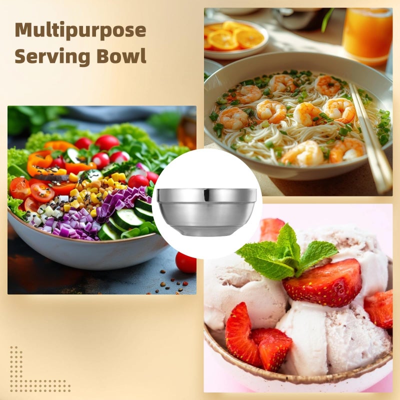 Double Wall Stainless Steel Bowls 24 Oz Heat And Cold Resistant Non Slip Serving Bowls - Image 3