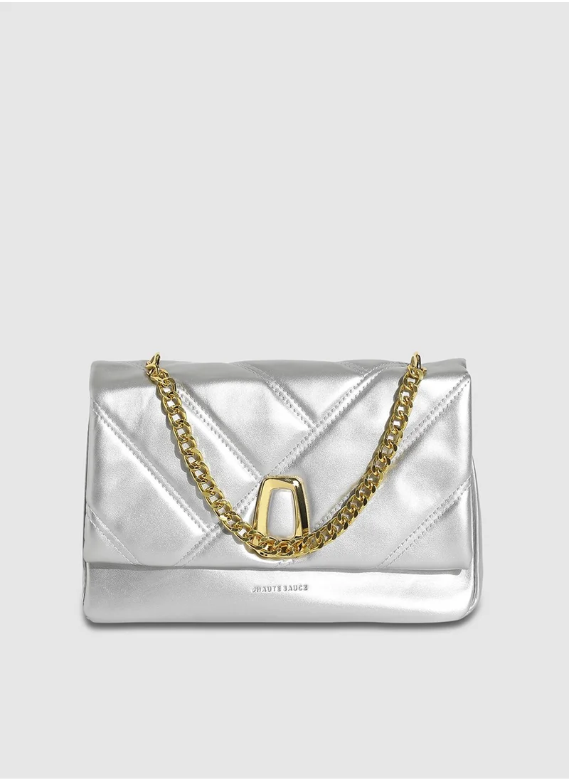 Haute Sauce Quilted Chain Handbag - Silver