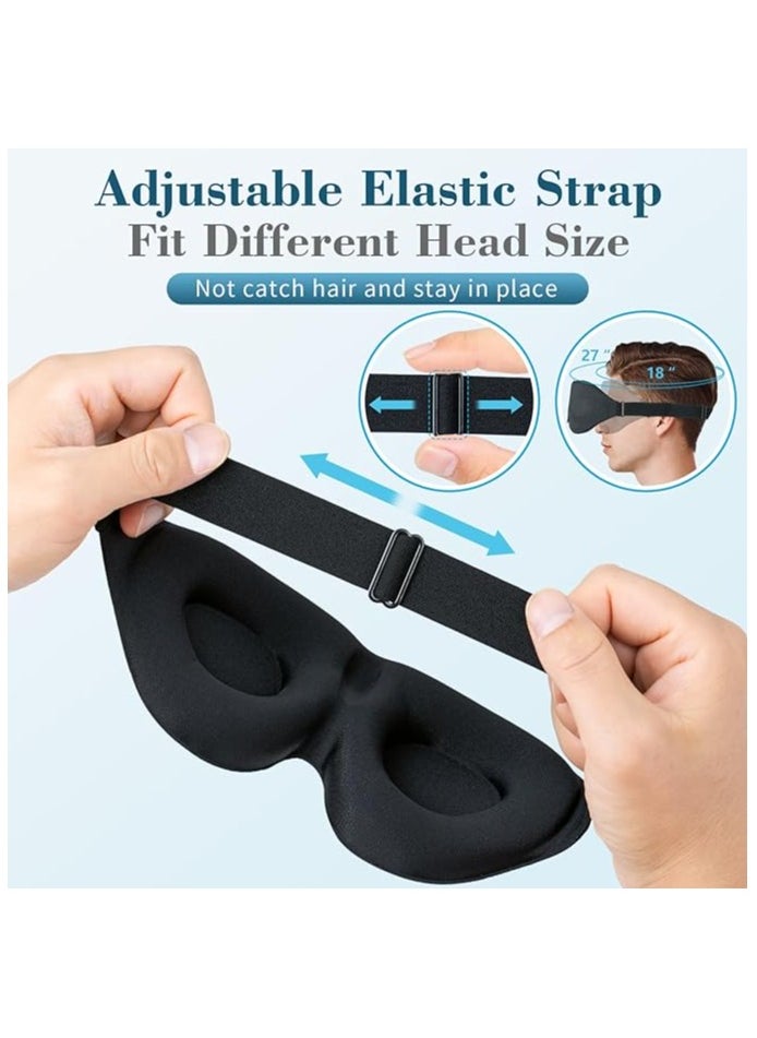 Saudi Deals 3D Contoured Sleep Mask for Women & Men, Luxury Light-Blocking Eye Mask with Carry Pouch, Adjustable Strap for Travel and Naps, Black  - Image 5