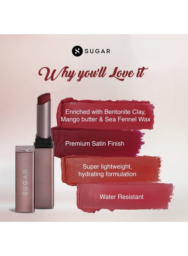 SUGAR Cosmetics Mettle Satin Lipstick 03 Emma (Reddish Brown) 2.2 Gms Waterproof Longlasting Lipstick For A Silky And Creamy Finish Lasts Up To 8 Hours - Image 5