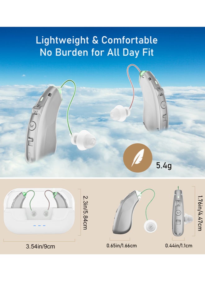 Chixing Invisible Hearing Aids for Seniors, , Noise Cancelling, LED Charging Case (Silver)  - Image 4