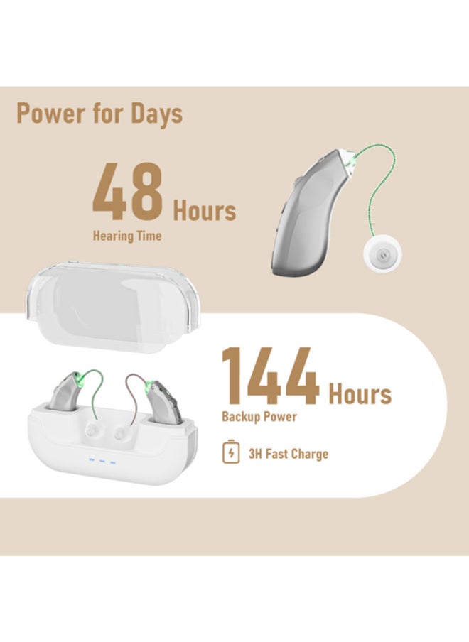 Chixing Invisible Hearing Aids for Seniors, , Noise Cancelling, LED Charging Case (Silver)  - Image 3