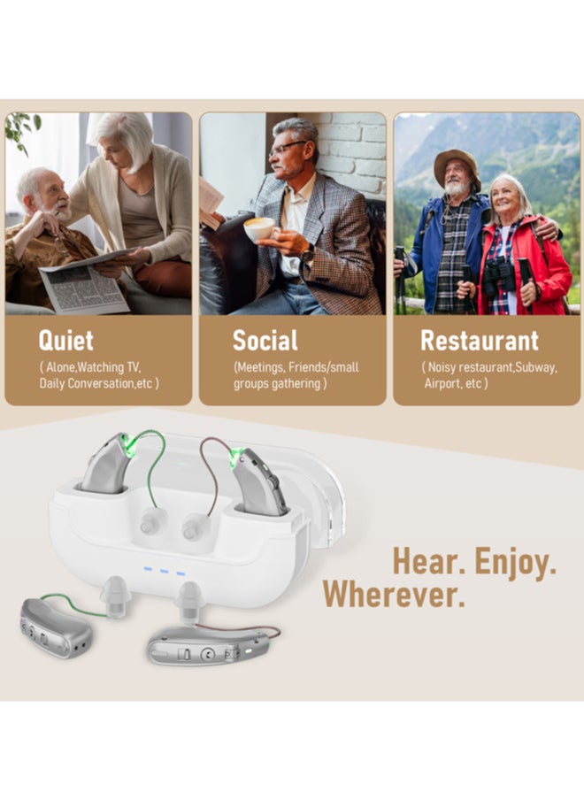 Chixing Invisible Hearing Aids for Seniors, , Noise Cancelling, LED Charging Case (Silver)  - Image 5