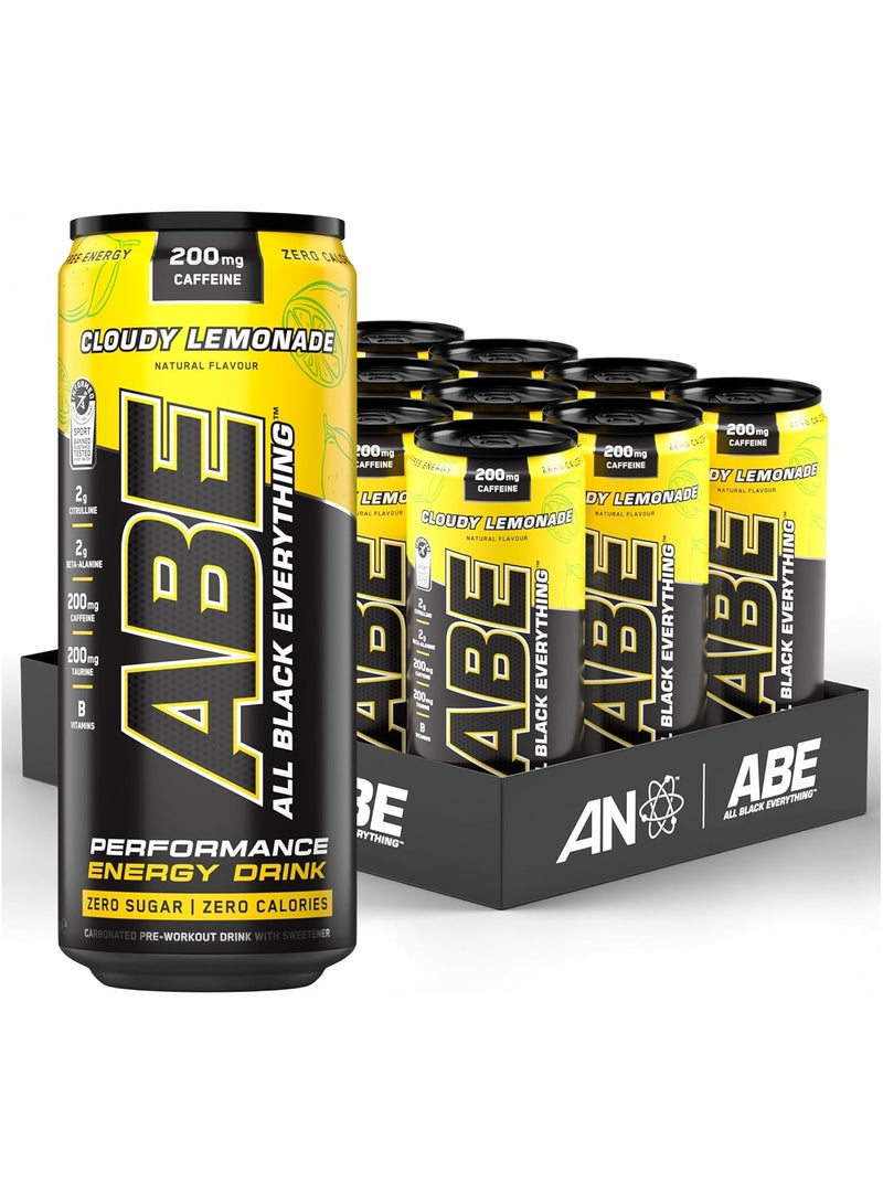 Applied Nutrition ABE Energy Plus Pre-Workout  Drink Food Supplement Cloudy Lemonade Flavour 330ml Pack of 12 - Image 1