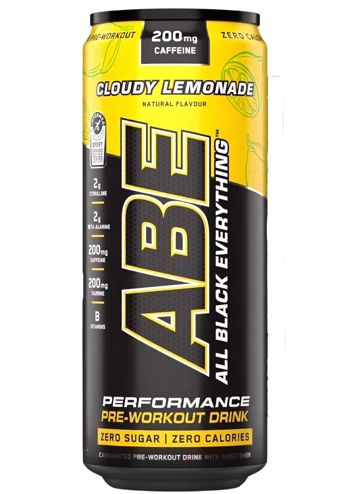 Applied Nutrition ABE Energy Plus Pre-Workout Athletic Drink Food Supplement Cloudy Lemonade Flavour 330ml Pack 12Pcs