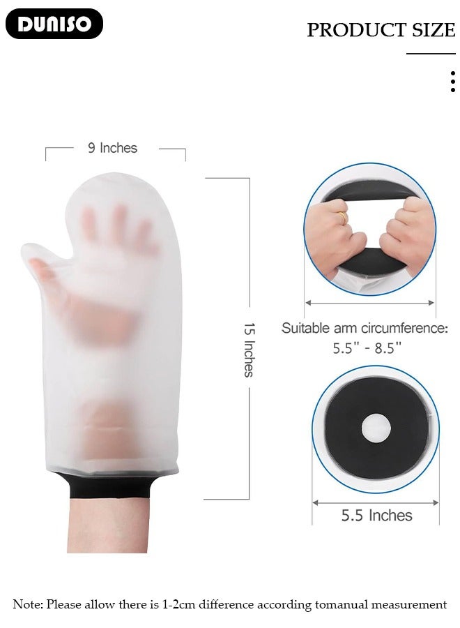 DUNISO Waterproof Hand Cast Cover Wound Protector for Shower Bath, Soft Comfortable Watertight Seal to Keep Wounds Dry, Adult Reusable Sealed Cast Bandage Dressing Protective Sleeve Bag Covers for Wound Arm, Hands, Wrists, Elbow, Finger  - Image 2