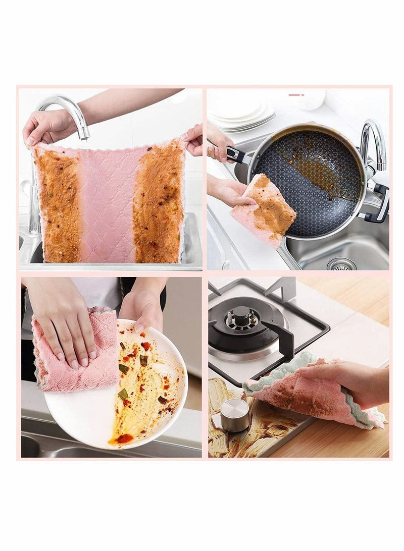 KASTWAVE Dishcloths, Premium Cleaning Cloth Remove The Oil and dust Kitchen Towels, Super Absorbent Coral Velvet Dish Towels for House Furniture Table Kitchen Dish Window Glasses - Image 2