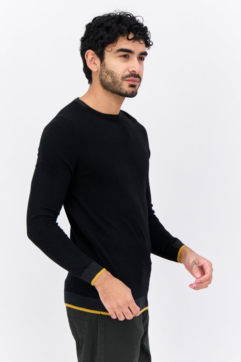 Sorbino Men Crew Neck Long Sleeve Textured Sweater, Black - Image 2