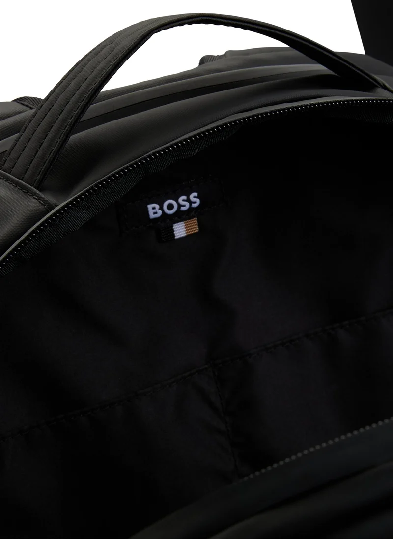بوس Faux-leather backpack with logo details