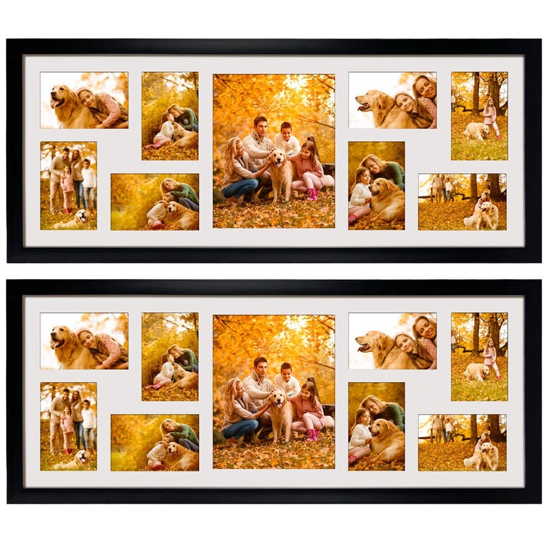 WIFTREY 2 Pack 4x6 Picture Frames Collage with 9 Openings Display Eight 4 x 6 Pictures and One 8x10 Photos for Wall Mounting Black