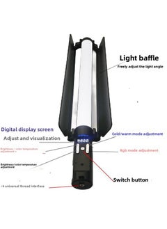 General Full Color RGB Beauty Fill Light Photo LED Live Photography Handheld Stick Light Double Color Temperature Outdoor Portable Atmosphere Light-Light Source Color:Rgb Rod Light Baffle Model  - Image 3