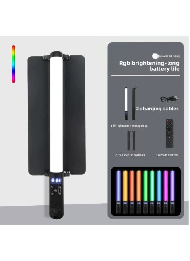 General Full Color RGB Beauty Fill Light Photo LED Live Photography Handheld Stick Light Double Color Temperature Outdoor Portable Atmosphere Light-Light Source Color:Rgb Rod Light Baffle Model  - Image 2