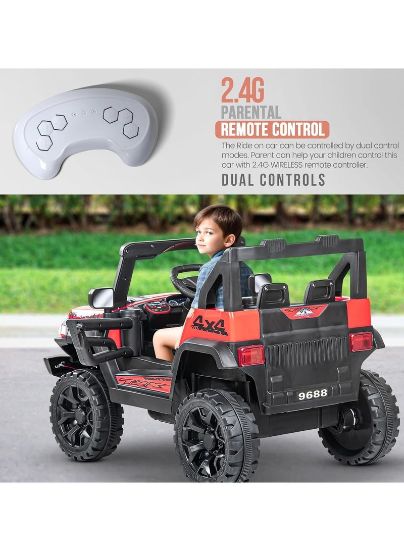 BAYBEE Wagon Battery Operated Jeep for Kids Rechargeable Battery Car for Kids with Music Led Light Ride On Kids Car Jeep Racing Baby Big Car Electric Car for Kids Childrens Boy Girl Red - Image 4