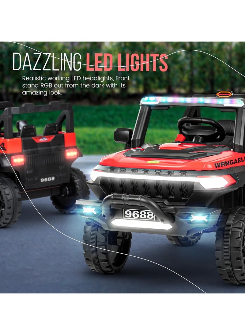 BAYBEE Wagon Battery Operated Jeep for Kids Rechargeable Battery Car for Kids with Music Led Light Ride On Kids Car Jeep Racing Baby Big Car Electric Car for Kids Childrens Boy Girl Red - Image 2