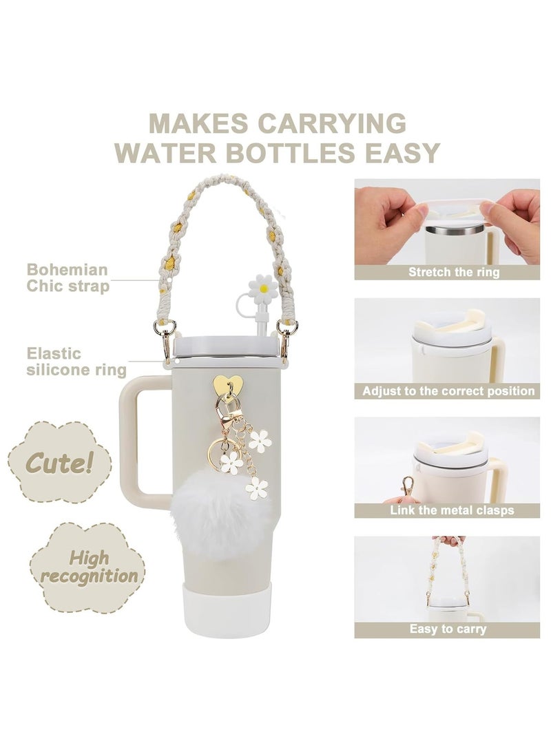 Stanley Cup Accessory Set - Water Bottle Handle Strap, Siliocne Stanley Cup Boots, Stanley Cup Straw Cover, Stanley Cup Accessories for Stanley Cup 800 ml - 1100 ml Tumbler (White)  - Image 3