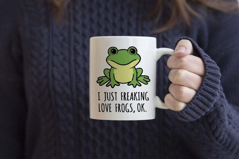 LOZACHE Cute Frog Coffee Mug, 11oz, Ceramic Tea & Milk Cup, Funny Gag Gift, White Elephant, for Frog Lovers - Image 5