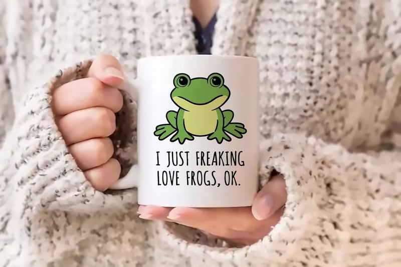 LOZACHE Cute Frog Coffee Mug, 11oz, Ceramic Tea & Milk Cup, Funny Gag Gift, White Elephant, for Frog Lovers - Image 4