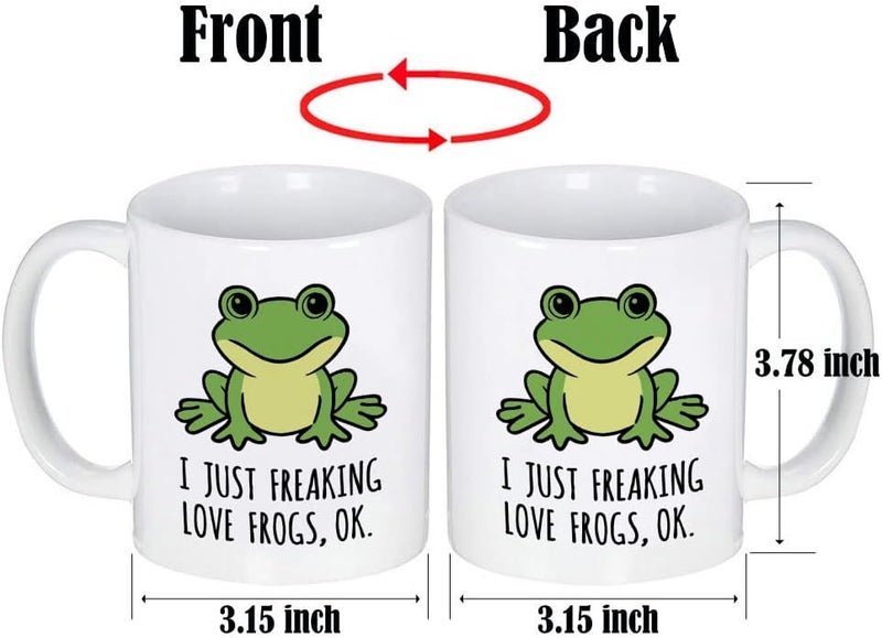 LOZACHE Cute Frog Coffee Mug, 11oz, Ceramic Tea & Milk Cup, Funny Gag Gift, White Elephant, for Frog Lovers - Image 2