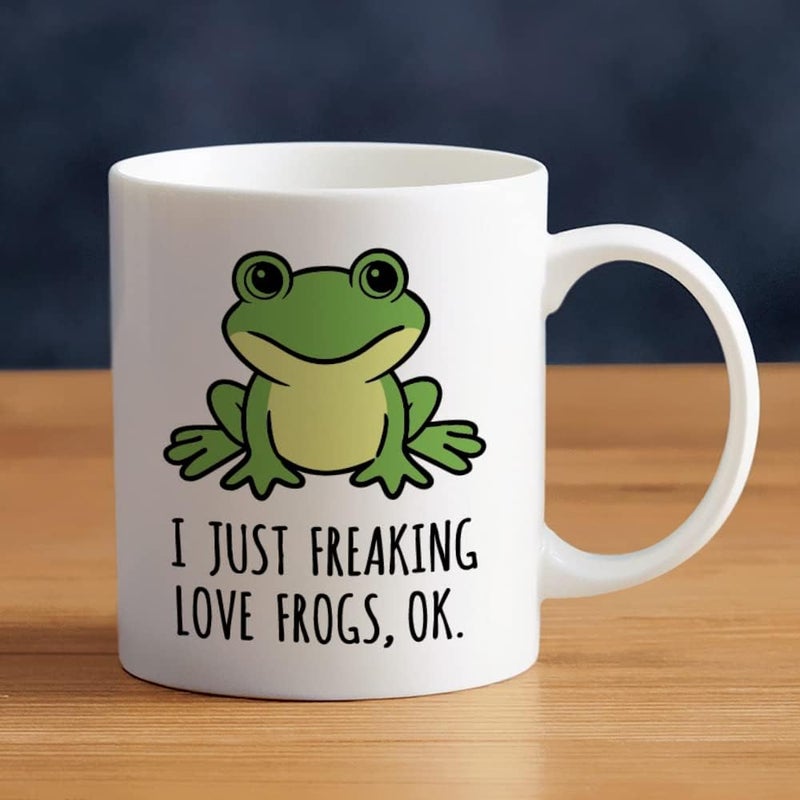 LOZACHE Cute Frog Coffee Mug, 11oz, Ceramic Tea & Milk Cup, Funny Gag Gift, White Elephant, for Frog Lovers - Image 1